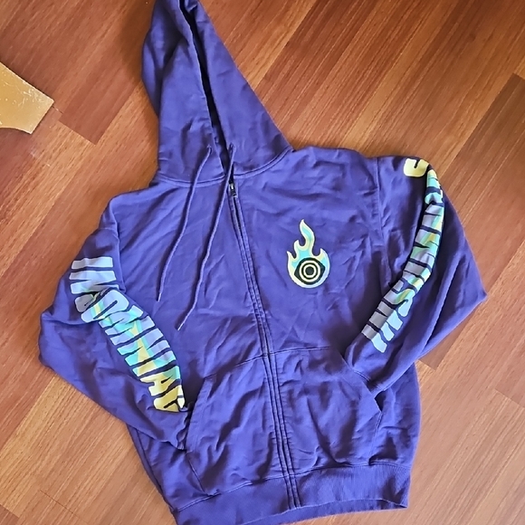 INSOMNIAC Fireball Purple Full Zip Hoodie Kangaroo pocket- Purple, Med- EUC RAVE - Picture 3 of 8